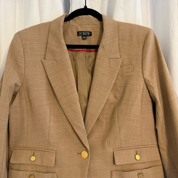 J.Crew Vivienne Italian Wool Blazer Tan Gold Button Women’s 12T Tall - Picture 4 of 16